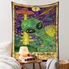 VIKAMA ThreeSword Alien Tapestry GreenSkin Alien UFO Starry Sky Mural Fantasy Trendy Sofa Backdrop Wall Room Decor