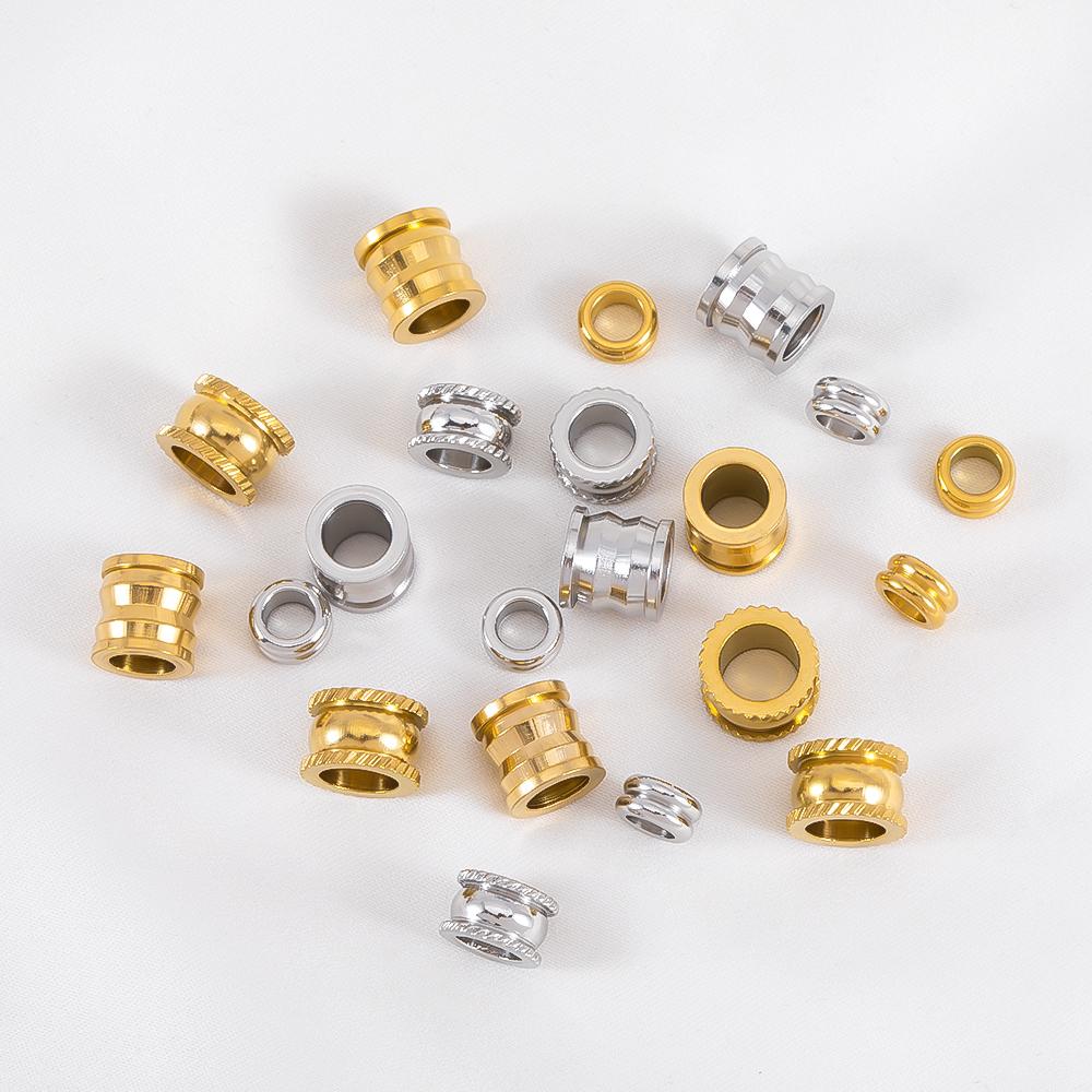 20pcs Multi Shape Stainless Steel Spacer Loose Bead Big Hole Beads Bamboo Charm Pendant for Bracelet Necklace DIY Jewelry Making