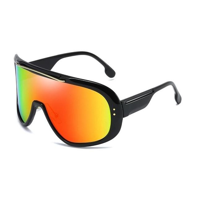 Mirror Shield Visor Sunglasses UV400 Oversized Windproof Sport Goggles for Women Men One Piece Big Frame Shades