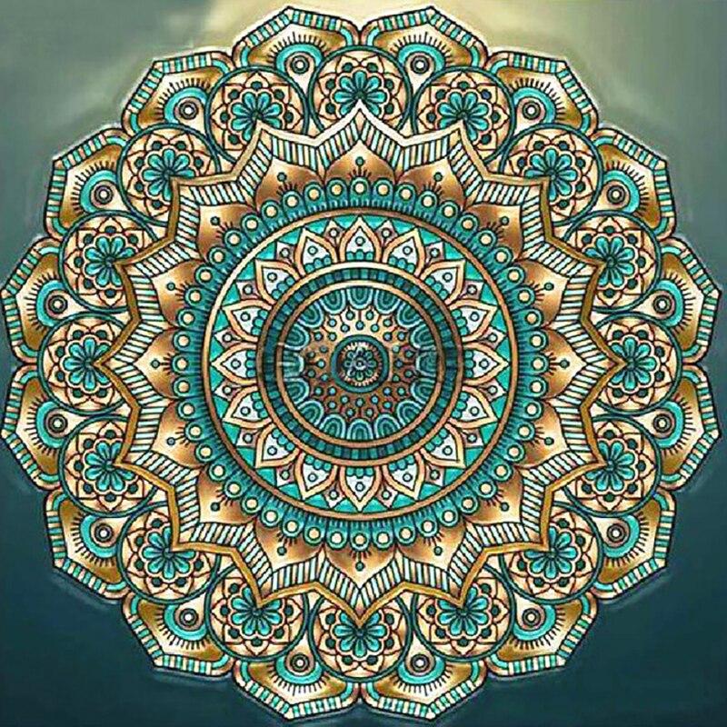 Peinture de diamant 5D de fleurs de Mandala, motif moderne, perceuse ronde complète, point de croix, broderie de diamant, décoration de maison, cadeau