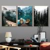 Nebligen Wald See Boot Geometrische Abstrakte Natur Landschaft Bild Poster Nordic Leinwand Druck Malerei Wohnzimmer Dekoration