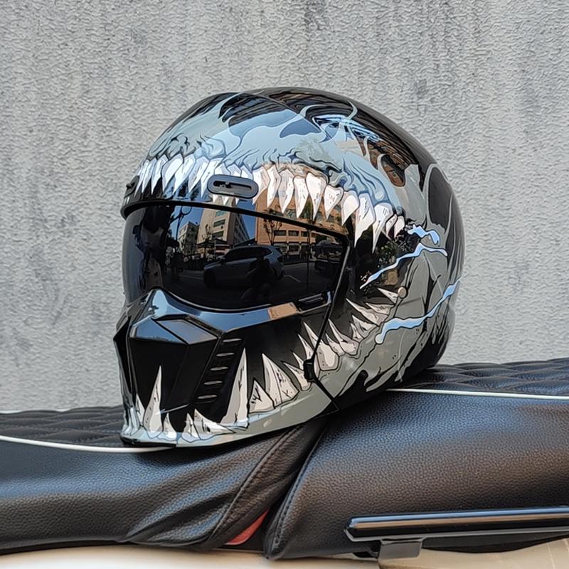 ORZ Motorcycle Helmets Full Face Open Face Helmet 3/4 for Men Dual Visor with Internal Tinted Sunshield DOT Approved