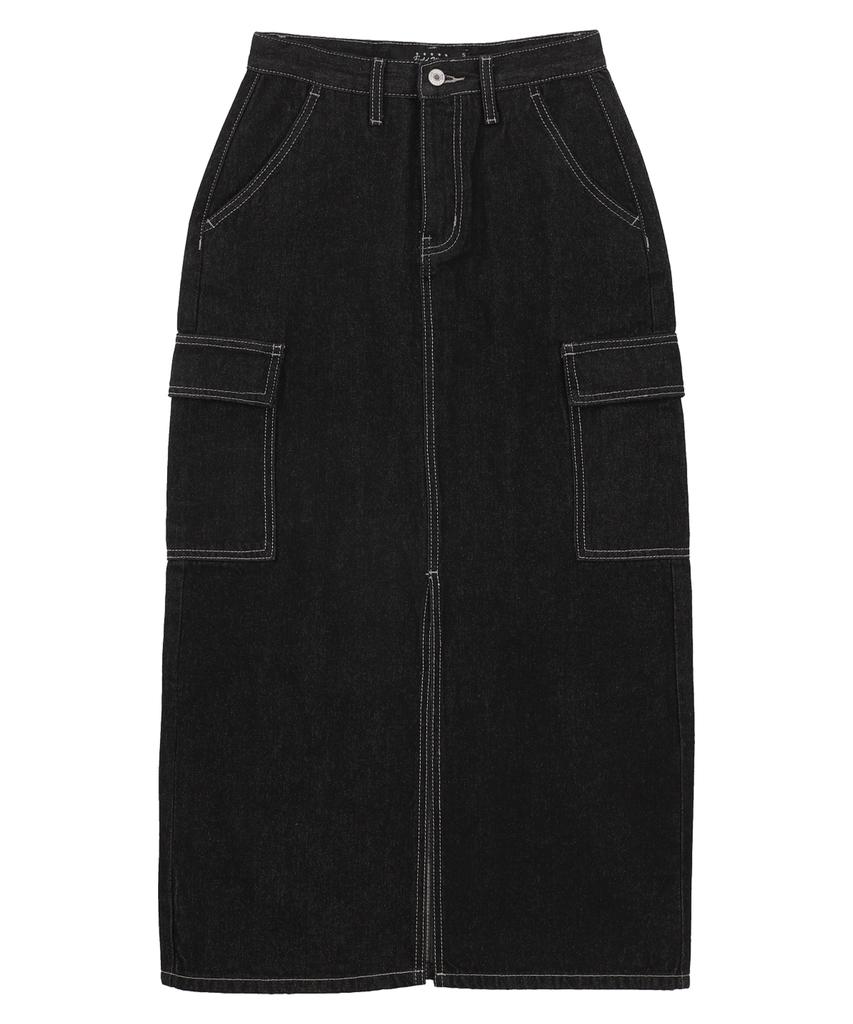 Field Walker One Wshd Cargo Long Skirt [Black]