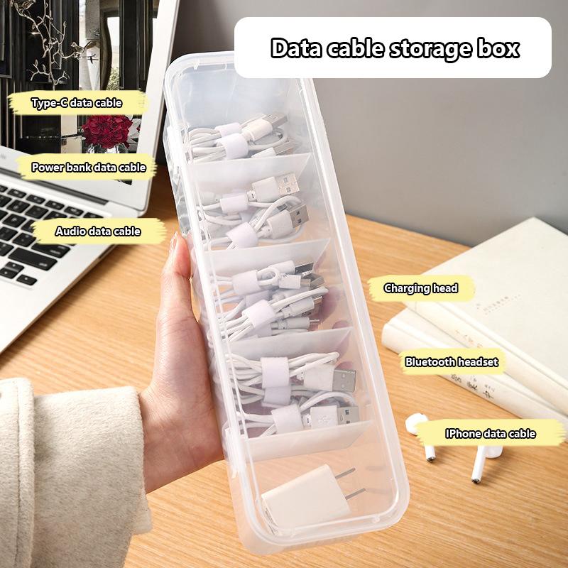 Cutie de organizare pentru cablu de încărcare transparentă Cutie de gestionare a cablurilor de date Cutie de depozitare USB Cutie mic de accesorii pentru birou Organizator și depozitare
