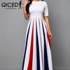 Summer Spring Women's Gradual Print Short-sleeved O-Neck Skirt Skirt