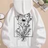 Damen Kapuzenpullover mit Blumenmuster, lockere Bluse, Sweatshirt, lässig, langärmelig