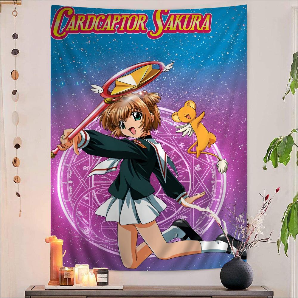 Cardcaptor Sakura Kinomoto Sakura Wall Tapestry Sakuras Pink Battle Outfit Cozy Room Decor for Classic Shoujo Anime Fans