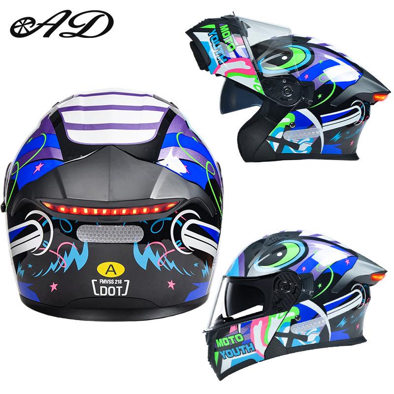 Smart Motorcycle Helmet with Flip-up Taillight for All-Season Off-road Riding