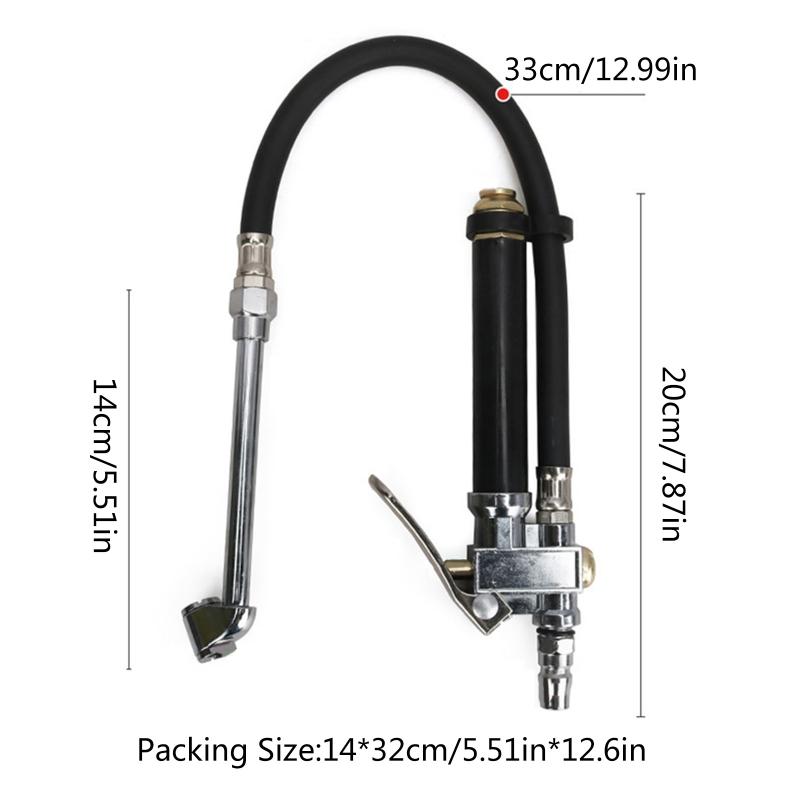 Manomètre de gonflage robuste de 10 à 120 PSI à baïonnette avec tuyau et mandrin « direct » pour compresseurs d'air pour pneus