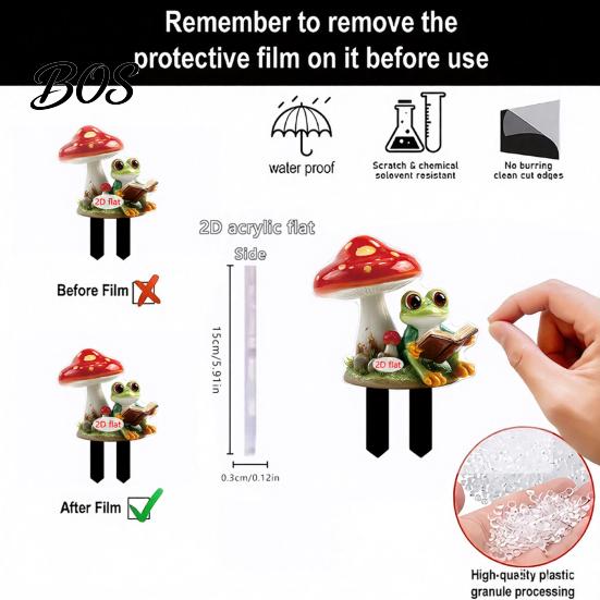 UV Printed Garden Art Cartoon Frog Stake, 2D Acrylic Cute Decoration, Waterproof 3D Effect Stake Outdoor Yard for Lawn Flower Bed Planter Decor