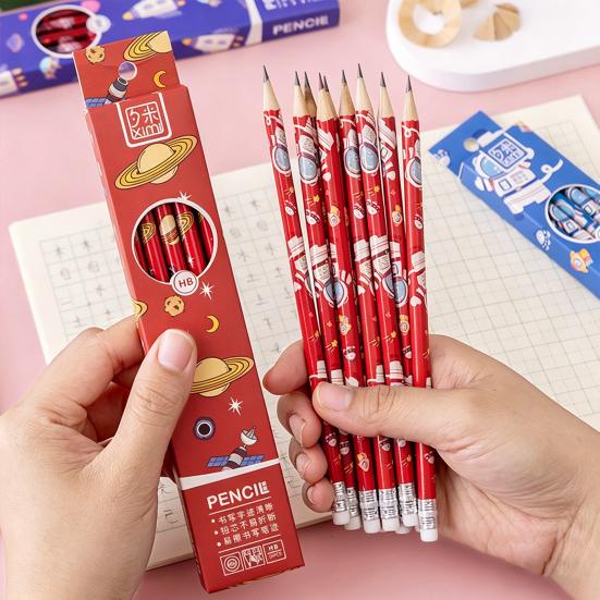 10 Crayons HB Thème Espace avec Gomme Design Planète Dessin Animé Crayons pour Enfants Écriture Fluide Prise en Main Confortable Crayon pour l'École les Devoirs