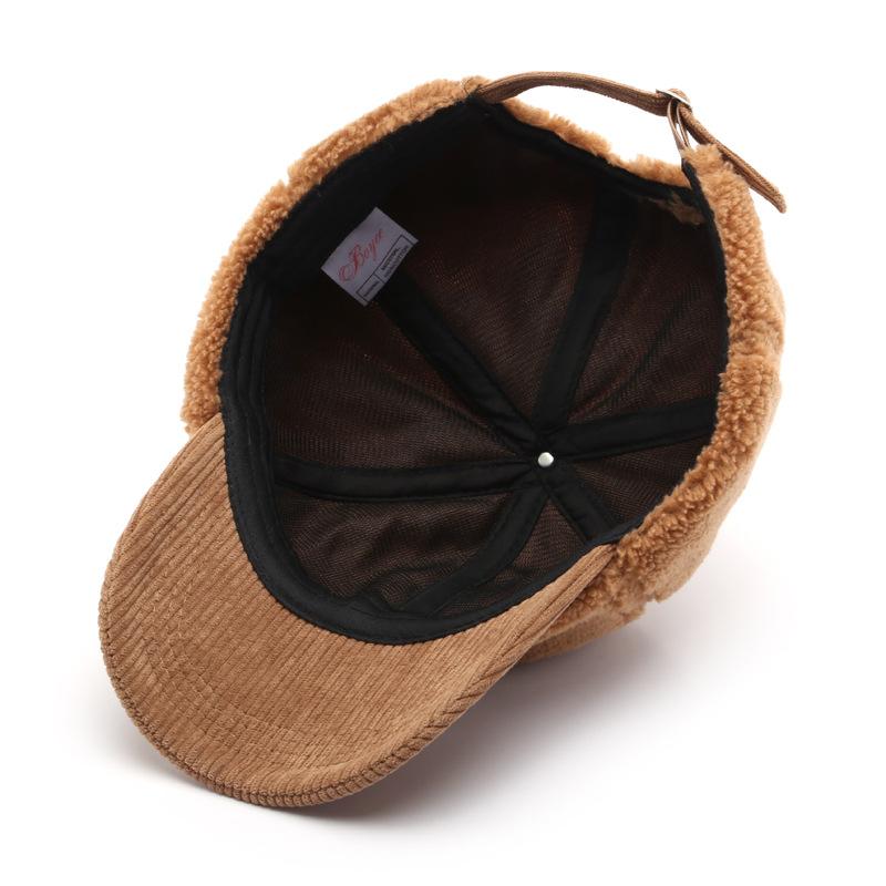 Winter Baseball Cap For Women Corduroy Lambswool Patchwork Women's Caps Autumn Warm Plush Trucker Hat Visor Adjustable