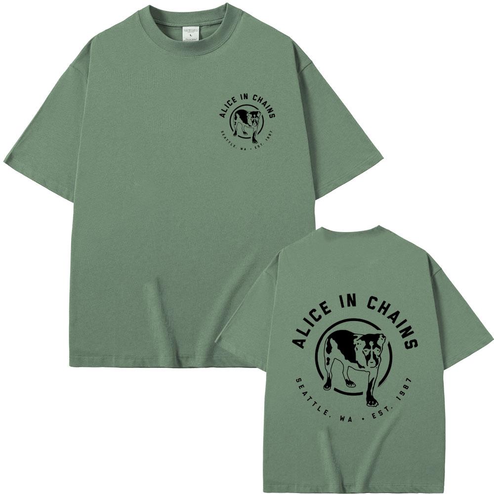 Rock Band Alice in Chains Album Grafiska T-shirts Herr Dam Vintage Gotisk Punk T-shirts Herr Casual Överdimensionerad Bomulls T-shirt