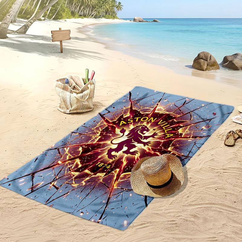 Asciugamano da Spiaggia con Stampa Calcio Aston Villa, Asciugamano Grande Morbido ad Asciugatura Rapida per Spiaggia Campeggio Nuoto