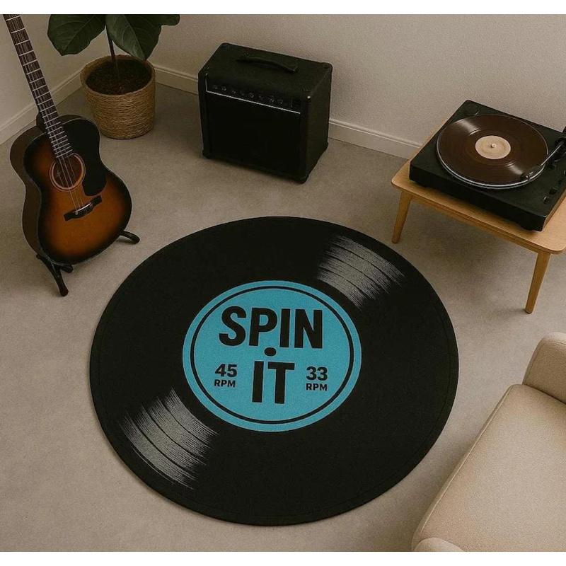 Gepersonaliseerd Vinylplaatvormig Vloerkleed Antislip Retro Muziek Vloermat Woondecoratie voor Woonkamer Studio
