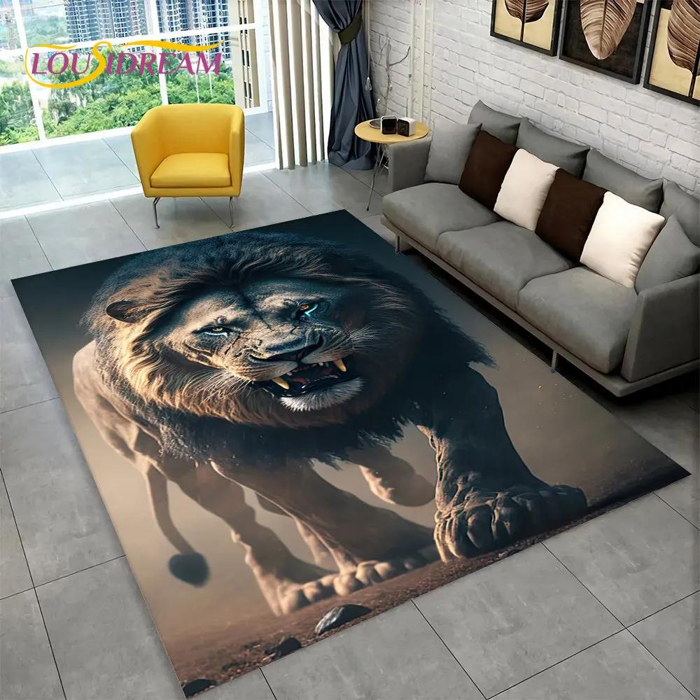 New Dream Lion Animal 3D-Teppich, groß, Teppich für Wohnzimmer, Schlafzimmer, Sofa, Fußmatte, Dekoration, rutschfeste Bodenmatte für Kinderspiele