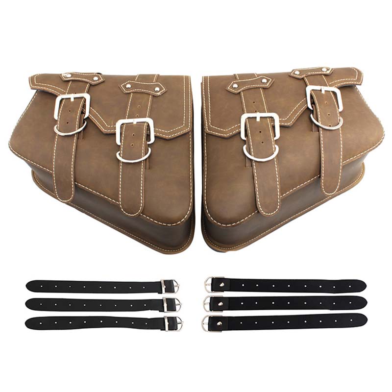 1PC Universal Motorcycle PU Leather Saddlebags Side Tool Pouch Bag Luggage Saddle Bag For Harley Davidson Sportster XL883 XL1200