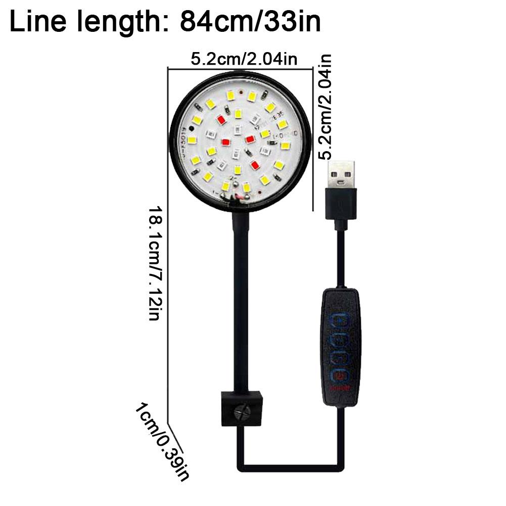 5W/7W Fish Tank Clip Lamp,USB Power LED Full Spectrum,Waterproof Algae Lighting 360-degree Tank Light for Turtle Fish Tanks
