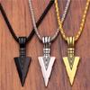 Collier long noir pour homme avec pendentif flèche, chaîne de bijoux hip-hop punk rock