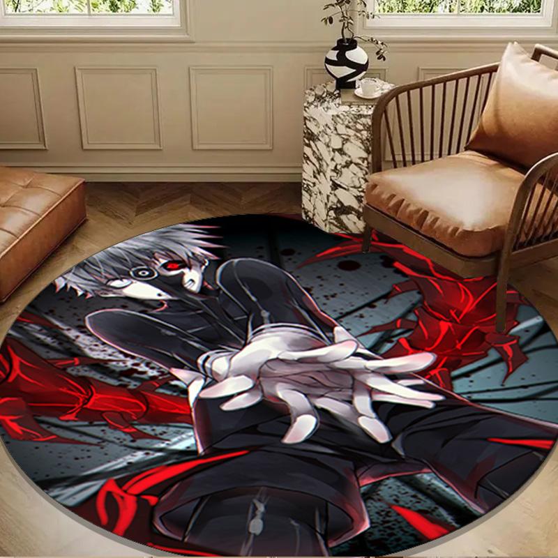 Tokyo anime Artwork Round Rug for Livingroom,Bedroom, Palyroom, Chair Rug, Area rug, Circle Carpet, Large Size Fan Christmas gift