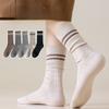 Women's Cashmere Socks, Thick and Fleece Socks, Double-needle Fashionable and Versatile, Casual Sports Mid-calf Socks for Autumn and Winter