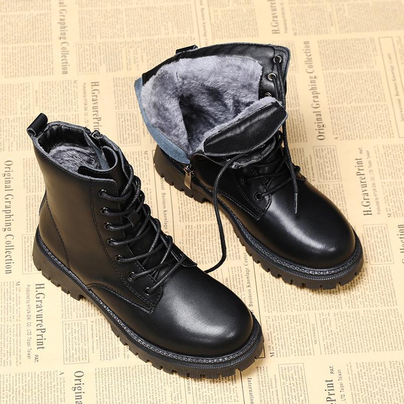 Martin boots British style autumn and winter new short boots thick sole heightened feet small leather boots