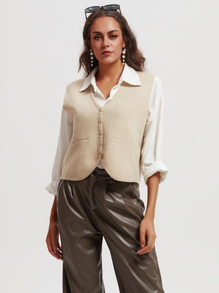 Damen Retro Ärmellose Strick-Cardigan-Weste - Europäischer & Amerikanischer Stil