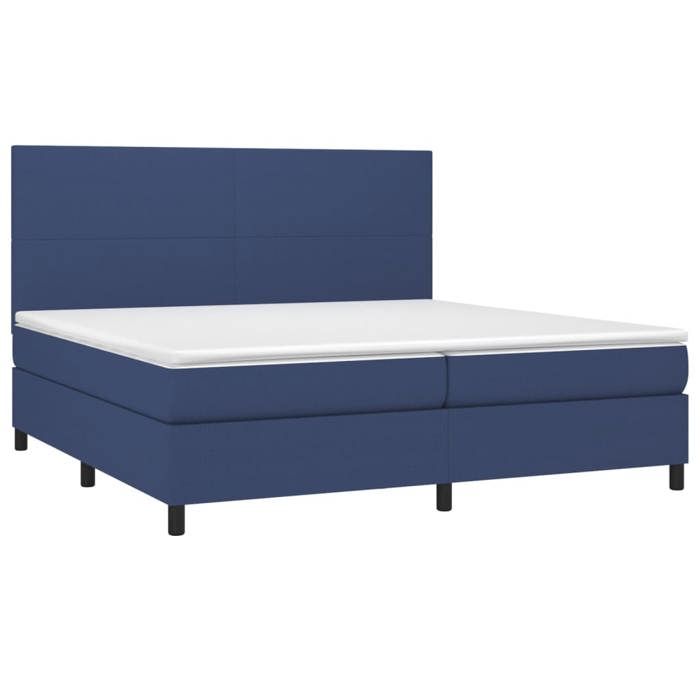 Exclusive House - Slatted Bed Base with Mattress Blue 200x200 Cm Fabric