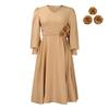 Fashion Solid Color A Line Dress High Waist Elegant Plus Size Women Dress Cross Border Spring