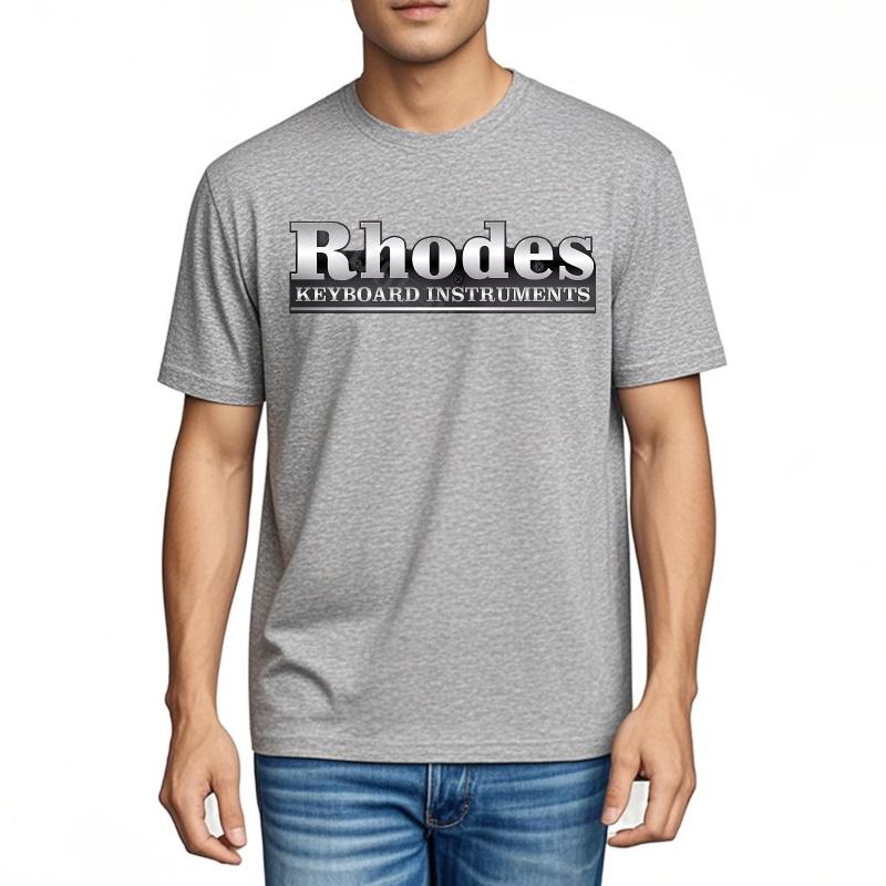 Rock tshirt Comfortable Casual Tee Rhodes Keyboard InstruUnisexts On Black ONeck Classic Tshirt Cool Minimalist Tshirt ONeck