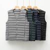 Men's Plus Size Lightweight Down Vest - V-Neck/Round Neck, Sleeveless, Solid Color, Autumn/Winter Outerwear
