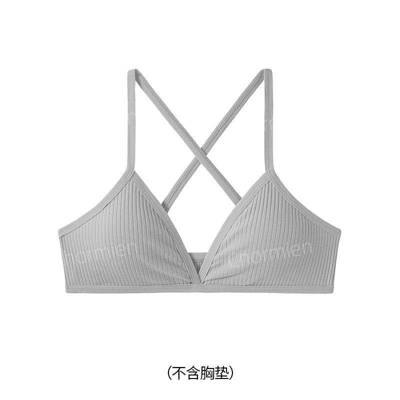 Sports Wind Women's Removable Breathable Threaded Cotton Comfortable No Steel Rim Underwear Strap Cross Back Bra Women