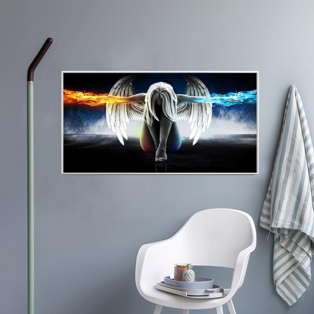 5D DIY Diamond Painting Full Round Diamond "Angel And Wings" 3D Embroidery Cross Stitch Rhinestone Mosaic