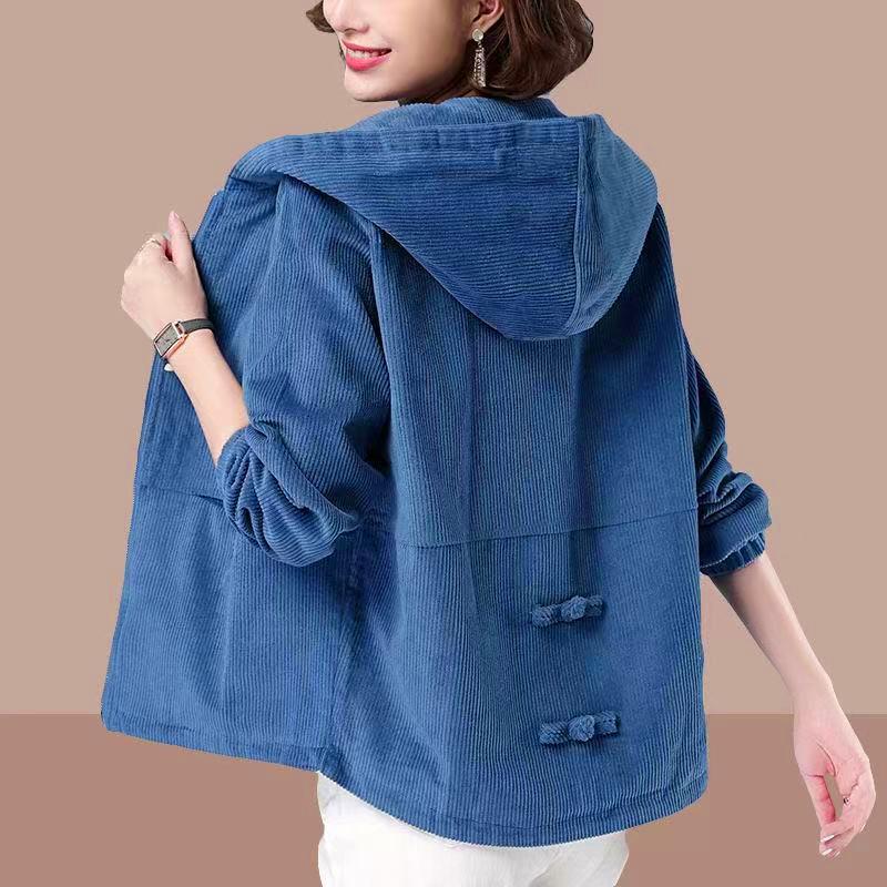 Women's Loose Corduroy Short Jacket - Korean Style, Autumn/Winter 2022, Large Size, Slim Fit, Casual Sweater