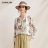 Zhào Jūn Women's Mulberry Silk Rose Floral V-Neck Blouse
