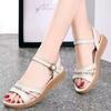 Sandals Women's Summer New Open-toe Outer Wear Casual Versatile Word with Rhinestones Comfortable Flat Non-slip Mother Sandals
