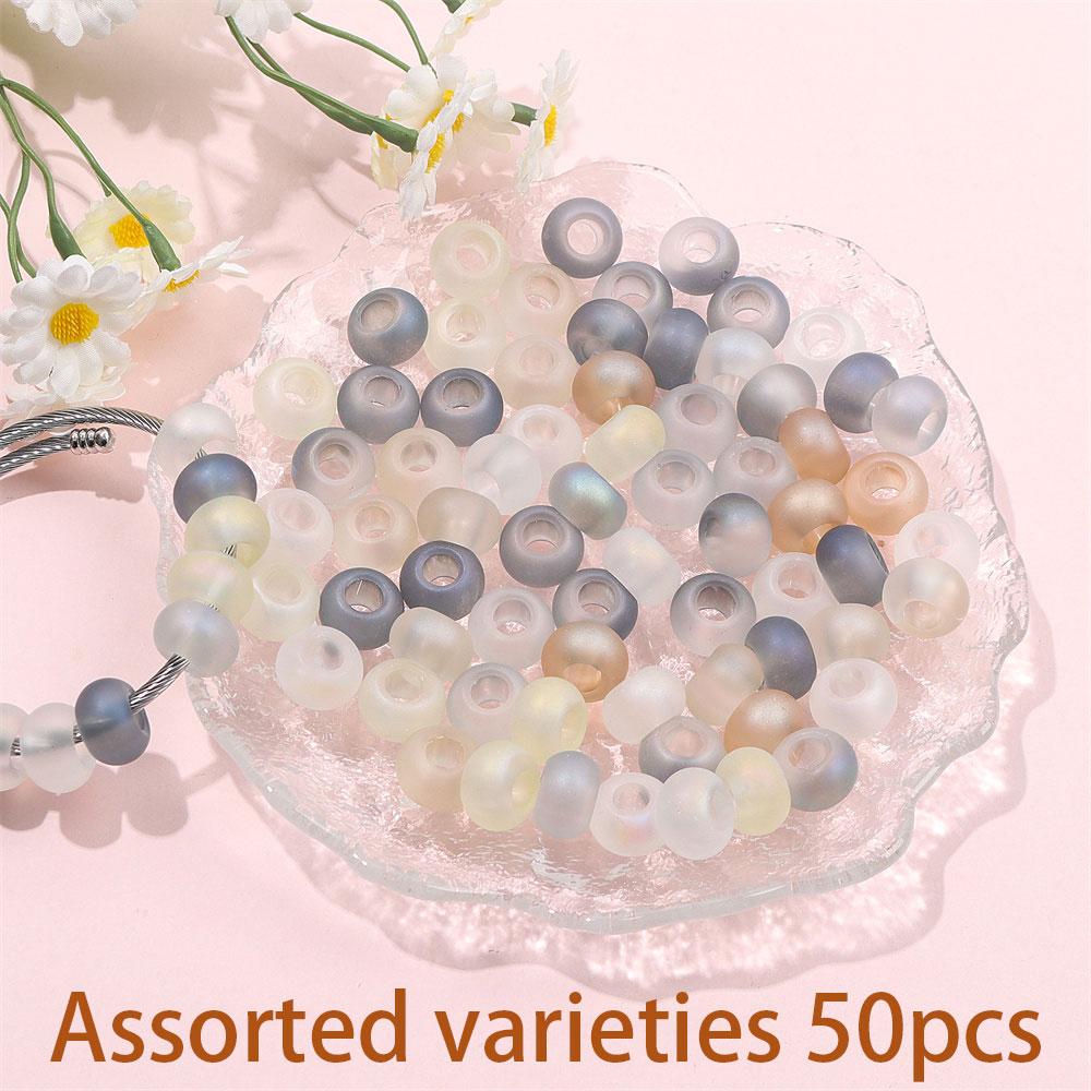 30/50/100pcs 14mm Large Hole Glass European Bead Transparent Gasket Loose Spacing Bead DIY Jewelry Making Crafts DIY