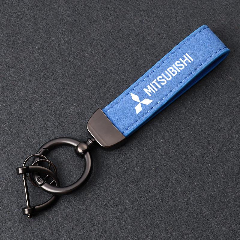 Suede Leather Car Styling Keychain 360 Degree Keyring Gift For Mitsubishi Ralliart Lancer EX Outlander ASX Competition Outlander