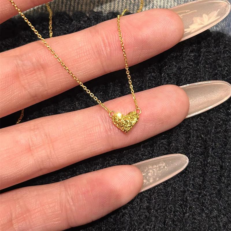 Gold Color Heart Pendant Necklace For Women Simple Clavicle Chain Choker Jewelry Gifts Wholesale