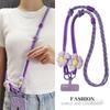 Crossbody & Wrist & Neck Three-purpose Mobile Phone Lanyard Adjustable Long Ins Women's Back Rope Flower Braided Rope