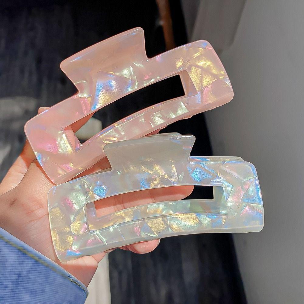 Korean Style Acetic Acid Barrettes Shark Clip Geometry Hair Claw Japanese Acetate Hair Clips Daily