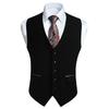 Black Suit Vest Business Gilet Vest Wedding 2 Pockets Buckle Casual Formal Clothes Large Size L Men's V-Neck Men's