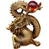 YUYAKESHI Drache spielt mit einer Kristallkugel Figur, Kupfer, Innendekoration, Feng Shui Artikel, Glücksbringer, Golden, Amulett, Glück, Schmuck