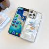 Cute Luck Goldfish Bag Water Ripple Silver Border Drop Glue Shock Proof Phone Cover Case for iPhone 17 16 15 14 Pro Max