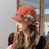 Moda Versione Elegante Donna Estate Nuovo Cappello da Pescatore a Maglia Traspirante con Fiore Parasole Protezione Solare Bordo Riccio Cappello a Tesa Corta