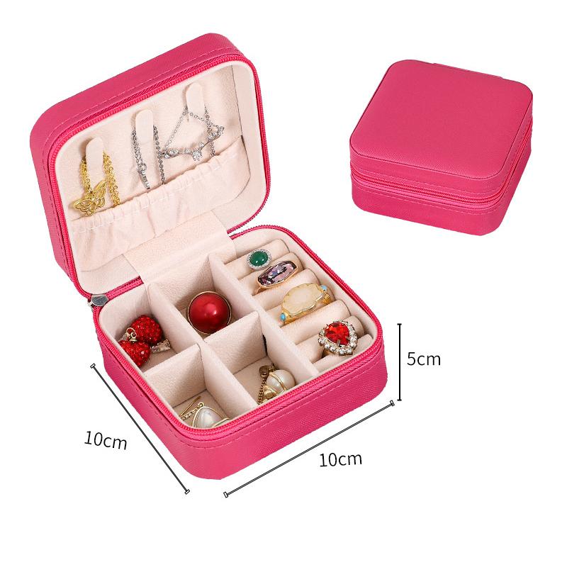 Mini Jewelry Organizer Portable Jewelry Box Display Travel Jewelry Zipper Case Earrings Necklace Ring Storage Boxes
