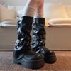 Hottie Platform Hoge Hak Vrouwen Ridder Mode Riem Gesp Vrouwelijke Punk Klinknagel Enkellaarsjes De Muje
