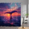 1pc Sunset Whale Tail Bathtub Curtain - Ethereal Ocean Art with Majestic Marine Mammal, Radiant Pink Orange Purple Sky