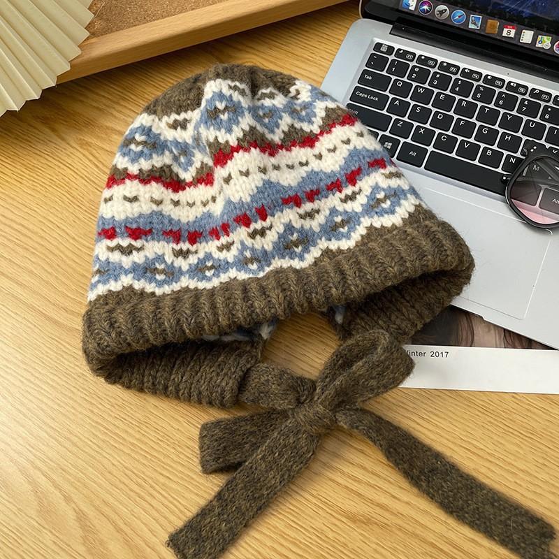 Knitted Hat Children's Winter Retro Hat Bag Hat Warm Ear Protector Wool Hat