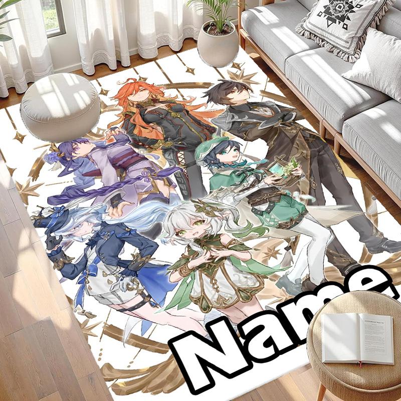 Covor Personalizat cu Nume și Imprimeu Genshin Impact, Covor Versatil pentru Decor Acasă, pentru Cameră de Joacă, Apartament, Balcon, Hol de Intrare, Hol Cadou